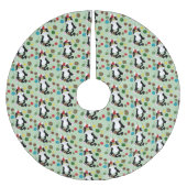 タキシード白黒クリスマスキャット ブラッシュドポリエステルツリースカート (正面)