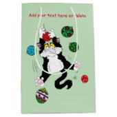 タキシード白黒クリスマスキャット ミディアムペーパーバッグ (正面)