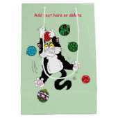 タキシード白黒クリスマスキャット ミディアムペーパーバッグ (裏面)