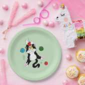 タキシード白黒クリスマス猫 ペーパープレート (パーティー)