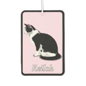 タキシード白黒猫パーソナライズされた カーエアーフレッシュナー (正面)