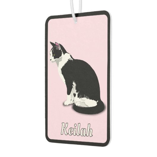 タキシード白黒猫パーソナライズされた カーエアーフレッシュナー (左)