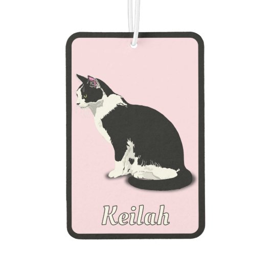 タキシード白黒猫パーソナライズされた カーエアーフレッシュナー (裏面)