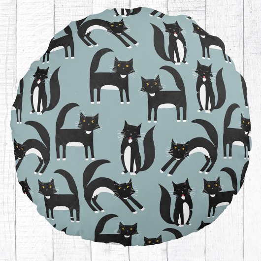 タキシード白黒猫 ラウンドクッション