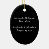 タキシード結婚のクリスマスパーソナライズされた装飾品 セラミックオーナメント (裏面)