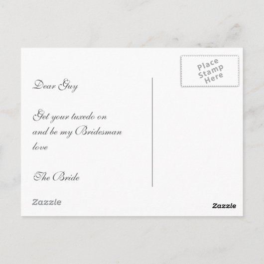 タキシード結婚の私のブリデスマン招待状 ポストカード (裏面)