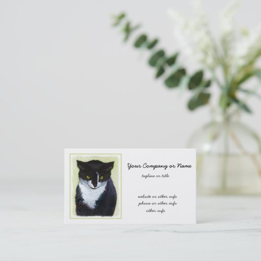 タキシード絵画猫—かわいいオリジナル猫アート 名刺 (スタンド正面)