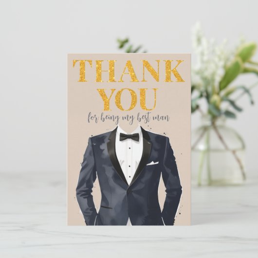 タキシード花婿介添人サンキューカード サンキューカード (スタンド正面)