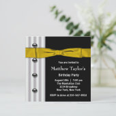 タキシード金ゴールドボウタイメンス誕生日パーティー 招待状 (スタンド正面)