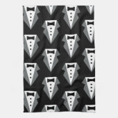 タキシード黒いネクタイのお父さんの日 キッチンタオル (縦)