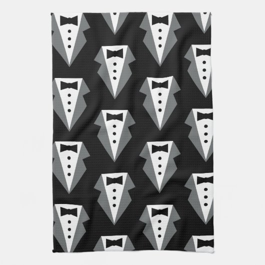 タキシード黒いネクタイのお父さんの日 キッチンタオル (縦)