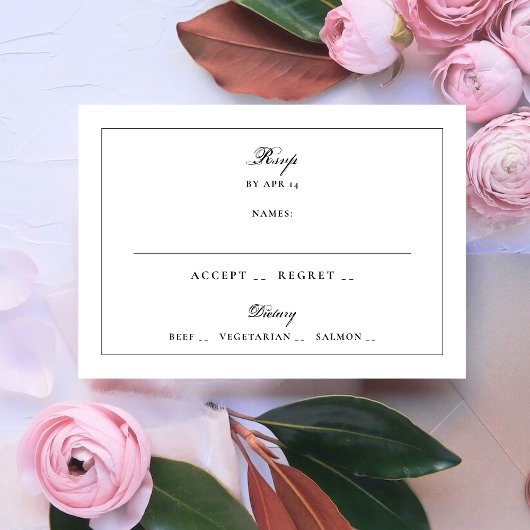 タキシード黒枠モノグラエレガントム結婚ズ 出欠カード