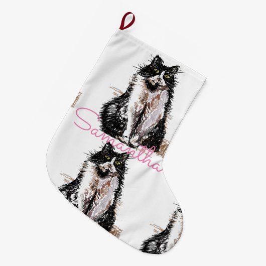 タキシード黒猫と白猫のクリスマスストッキング ラージクリスマスストッキング