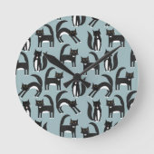 タキシード黒猫と白猫 ラウンド壁時計 (正面)