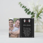 タキシード2、レッドローズゲイ結婚婚約 招待状 (スタンド正面)