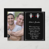 タキシード2、レッドローズゲイ結婚婚約 招待状 (正面/裏面)