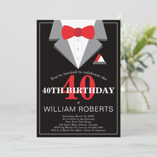 タキシード40歳のパーティの招待状 招待状 (スタンド正面)