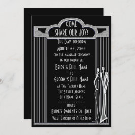 タキシード – アールデコ – 黒と銀 招待状