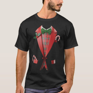 タキシード コスチューム スーツ フォーマル チェック ボウタイ ヒイラギ クリスマス Tシャツ