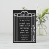 タキシード - ブラックとシルバー ウェディング レセプション - 招待状 (スタンド正面)