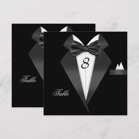 タキシード ブラック テーブル番号 席札 招待状 (正面/裏面)