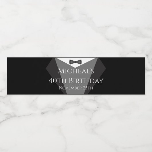 タキシード ボトルラベル 黒 銀 ペットボトルラベル (シングルラベル)