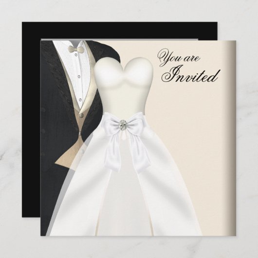 タキシード ボールガード ブラックタイ パーティー 招待状 (正面/裏面)