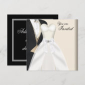 タキシード ボール ガウン ブラック タイ パーティー 招待状 (正面/裏面)