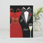 タキシード 赤 ドレス テーブル ナンバー 席 2 招待状 (スタンド正面)