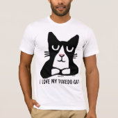 タキシードCATのTシャツ、私は私のタキシードCATを愛します Tシャツ (正面)