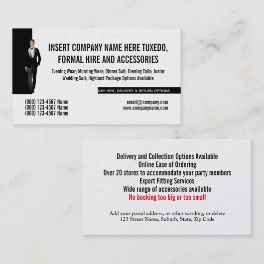 タキシーフォーマルドマンスーツ借家DIYカスタム 名刺 (正面/裏面)