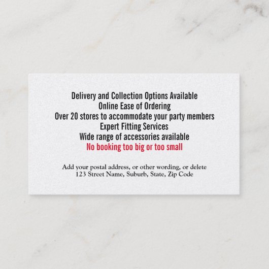 タキシーフォーマルドマンスーツ借家DIYカスタム 名刺 (裏面)