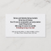 タキシーフォーマルドマンスーツ借家DIYマルーン 名刺 (裏面)