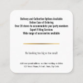 タキシーフォーマルド訴訟カスタム雇用業 スクエア名刺 (裏面)