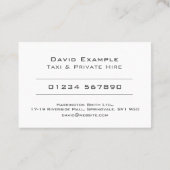 タクシーと私募と写真付き 名刺 (裏面)