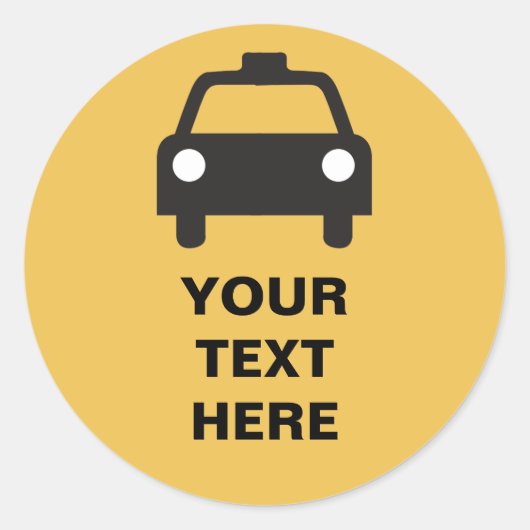 タクシーのアイコンとカスタム文字交通シール ラウンドシール (正面)