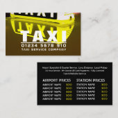 タクシーのサイン反射、タクシーのタクシー会社、価格表 名刺 (正面/裏面)