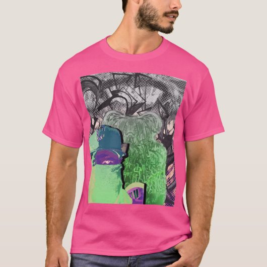 タクシーの天使の忍者のGraffikのティーのワウのピンク Tシャツ (正面)