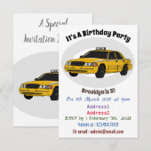 タクシーの漫画イラスト 招待状 (正面/裏面)