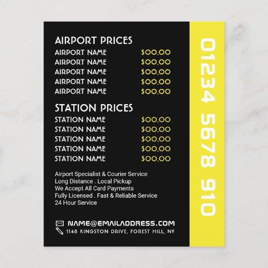 タクシーの白いロゴ(価格表付き) チラシ (裏面)