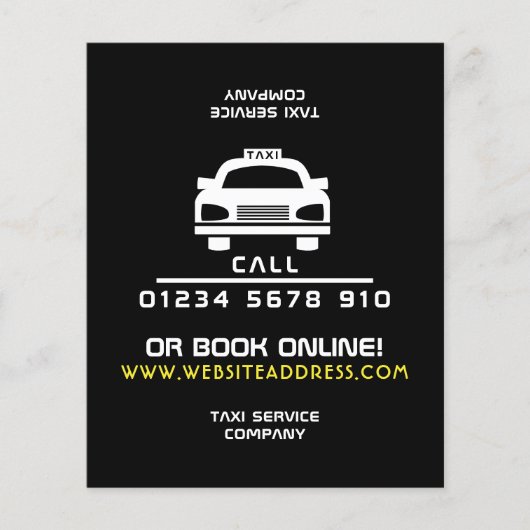 タクシーの白いロゴ(価格表付き) チラシ (正面)