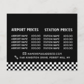 タクシーの黄色い看板(価格表付き広告) チラシ (裏面)