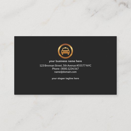 タクシーキャブダッシュボードビューナイトタイムキャブサービス 名刺 (裏面)