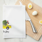 タクシーキャブメリークリスマスツリーホリデーデコール キッチンタオル (四つ折り)