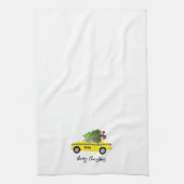 タクシーキャブメリークリスマスツリーホリデーデコール キッチンタオル (縦)