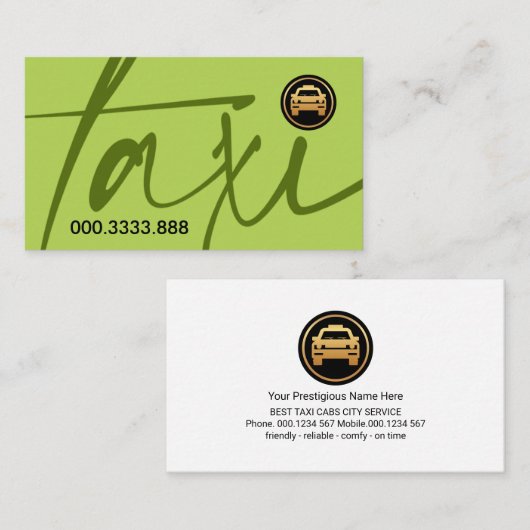 タクシーサイネージ金ゴールドタクシータクシー運転手 名刺 (正面/裏面)