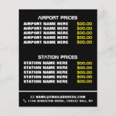 タクシーサインの反射、タクシーのタクシー会社と価格表 チラシ (裏面)