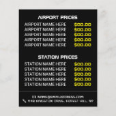 タクシーサイン，タクシーのタクシー会社，価格表 チラシ (裏面)