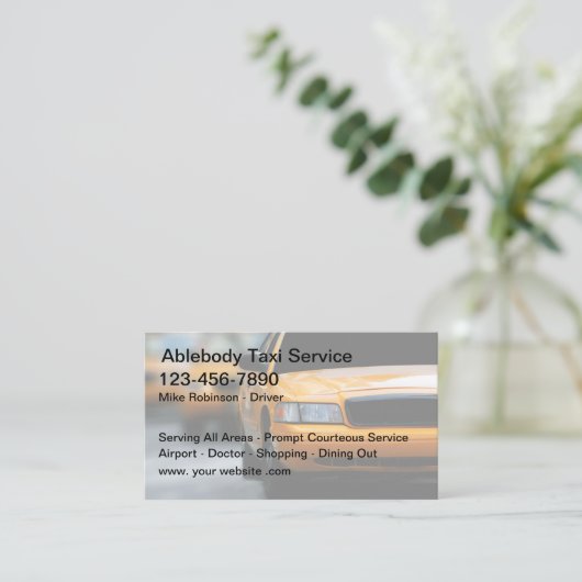 タクシーシンプル運転手の輸送業者用名刺 名刺 (スタンド正面)