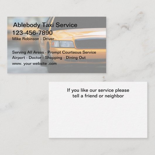 タクシーシンプル運転手の輸送業者用名刺 名刺 (正面/裏面)